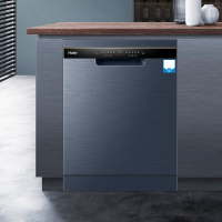 海尔(Haier)变频嵌入式洗碗机W30雾晶蓝全自动家用14套大容量JC300一级水效水汽双动力蒸汽变温科技节能分区洗