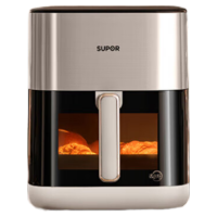 苏泊尔(SUPOR)空气炸锅KD60YQ83远红外穿透加热6L大容量可视免翻家用电炸锅8分钟嫩炸轻音烘烤金属内腔彩屏触控