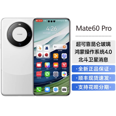 华为(HUAWEI) Mate60 Pro 12GB+1TB 白沙银 鸿蒙操作系统4.0 卫星通话