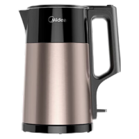 美的(Midea)电热水壶MK-HJ1710双层钢防烫烧水壶304食品级不锈钢家用热水壶1.7L大容量开水壶泡茶大功率