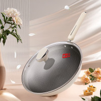 康巴赫轻奢款蜂窝炒锅奶白色32cm