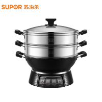 苏泊尔 SUPOR多用途锅 三层电蒸锅 多功能电煮锅电火锅电炒锅铸铁电热锅蒸包子锅双层蒸笼ZN32YK13