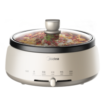 美的(Midea)分体式多用途电火锅家用大容量韩式大功率涮烤一体电锅不粘锅宿舍煮锅多功能锅电火锅MC-DY28P151