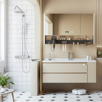 正泰CHNT浴室柜G511 陶瓷一体盆实木卫浴智能镜柜卫生间洗脸盆洗漱台组合 E0级实木丨普通镜柜(不含安装)