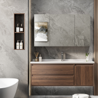 正泰CHNT浴室柜-G8882陶瓷一体盆悬挂实木镜柜卫生间洗漱台洗脸盆套装镜柜(不含安装)