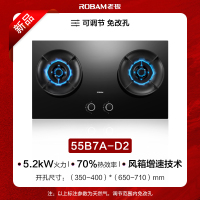 老板(Robam)57B9A-D2P双灶一级能效 5.2kW 智能大火力 防干烧易清洁钢 嵌入式猛火灶家用灶具 天然气