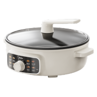 美的(Midea)家用电饼铛烙饼锅 三明治机早餐机煎烤机电火锅 炒锅烤肉锅 65mm加深电煎锅MC-JKE3062