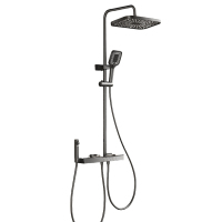 惠达(HUIDA)- TF89 沐浴花洒套装卫生间钢琴按键枪灰色置物台增压沐浴器