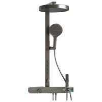 惠达(HUIDA)-HDY5X-S220卫浴奶油风淋浴淋雨花洒套装家用精铜数显 5功能背喷按摩出水