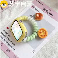 渐变电线圈弹力表带适用iwatch手表applewatch苹果手表S10卡通彩色夏季s9s8配件保护套替换表带3139G