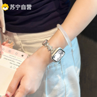 适用小米手环9pro镶钻星星气球金属拼皮表带xiaomi89满钻质感真皮小蛮腰watch4/5小众链条细腕带3139a