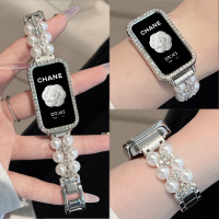 珍珠手链适用于华为手环10表带新款9nfc版双排band8珍珠表链女款智能荣耀手环10/9代腕带运动夏日高级3139a