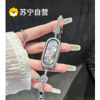 适用于小米手环10表带9时尚轻奢感山茶花镶钻金属手链式7/6/5/4/3NFC版腕带轻奢表带高级感通用秋冬男女3139a