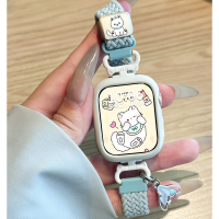 适用于小米手环10pro表带9pro招财猫咪8pro尼龙编织磁吸红米5/4腕带10pro秋冬季薄荷绿通用男女款3139a