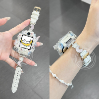 月映星河适用于小天才电话手表表带z11/z10/z9新款拼皮z8少年版z7s卡通z6a儿童diy保护壳智能配件3139a