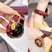 [招财纳福]适用华为gt6表带新年红watch5竹节纹真皮女款gt5Pro手腕带运动智能荣耀手表5Pro定制冬3139a