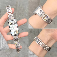 [闪钻小狗]适用华为10手环表带9新款band8可爱彩钻金属nfc表链智能运动荣耀手环9腕带男女生小众创意3139a