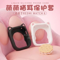 适用于红米手环watch6表带猫耳保护套redmiwatch6液态硅胶套壳智能手表软壳腕带抗震防摔表壳膜保护壳3139a