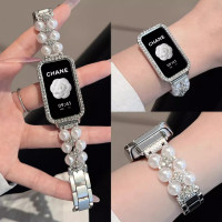 [月光白手链]适用于华为11手环11pro表带女款双排珍珠表链智能HUAWEI十代nfc系列替换运动腕带夏日3139a