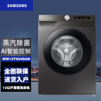 三星(SAMSUNG)12公斤全自动滚筒洗衣机 WW12T504DAN/SC 灰 AI智能控制 泡泡净洗 高温筒自洁