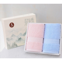 洁丽雅（Grace）抗菌毛巾2条国风礼盒装 纯棉毛圈成人加大毛巾柔软吸水 76*35cm