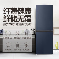 海尔 BCD-202WGHC290B9 冰箱双开门二门风冷无霜578mm超薄机身黑金净化净味小型家用电冰箱节能省电双温区