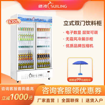 穗凌(SUILING)展示柜冷藏柜商用 风冷无霜双门大容量 超市啤酒饮料柜冷藏保鲜冰柜LG4-900M2/W