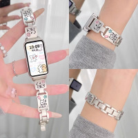 适用华为手环9表带band8可爱小狗彩钻金属荣耀9手表链腕带高级感创意时尚女生运动ins风秋冬款快拆配件非原装3139G