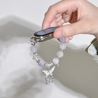 适用小米手环8/9表带7串珠夏天6/5/4/3腕带通用NFC版表链高级感五六七八代蝴蝶手链女生创意手表带透气3139G