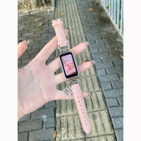 适用华为手环10腕带小蛮腰华为手环表带10NFC猫耳吊坠快拆荔枝纹ins个性潮女生替换带3139G