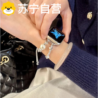 新款珍珠碎银子适用苹果s10串珠s9s8表带se女series6543可调节手链夏季3139G