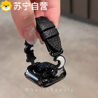 适用苹果s10AppleWatch表带789星星月亮iwatchse金属皮质替换表带3139G