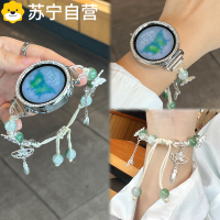 适用华为gt5表带gt4新款爆裂珠扇子蝴蝶绿腕带watch5单排串珠拉绳watch4/3女款创意质感XL夏季3139G