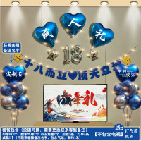 墨申定制18岁男孩成人礼气球装饰十八生日快乐气氛场景客厅背景墙布置