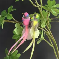 维诺亚可爱仿真小鸟羽毛超真彩色鸟窝摆件植物花园园林盆景幼儿园装饰品