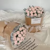 维诺亚多头泡泡玫瑰手工针织毛线创意花束七夕节教师节送老师男女友闺蜜