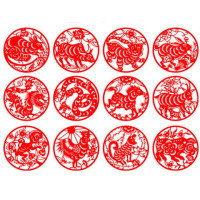 维诺亚12生肖剪纸幼儿园手工作品十二生肖剪纸成品剪纸手工纸窗花成品