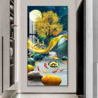 维诺亚入户玄关装饰画轻奢正门对面墙壁画简约玄幻走廊过道竖版挂画