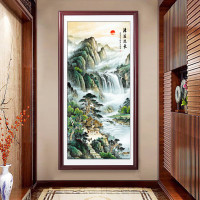 维诺亚源远流长玄关装饰挂画新中式入户走廊过道竖版茶室壁画山水画国画