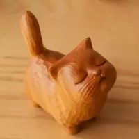 去有风的地方大麦木猫去有风的地方大麦木雕可爱简约傲娇小猫手把