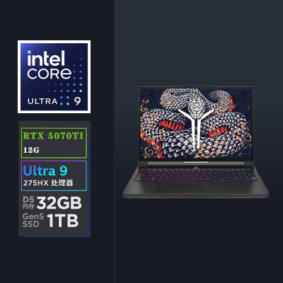 联想(Lenovo)拯救者Y9000P 2025 AI元启电竞游戏本笔记本电脑 定制(Ultra 9 275HX 64G 1T RTX5070TI 2.5K240Hz)黑色