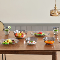 和颜餐具七件套 玻璃小碗*2 玻璃中碗*1 玻璃水杯*2 玻璃盘*2