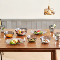 和颜餐具九件套 玻璃小碗*3 玻璃中碗*1 玻璃盘*2 玻璃水杯*3