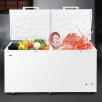 海尔商用冰柜515升双温柜卧式冰柜大容量冷藏冷冻双开门双箱双温区冷柜家用超市两用保鲜柜FCD-515HA