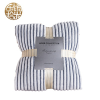 东纺拾光DF1034 简约珊瑚绒毯子150*70cm(计价单位:件)兰白