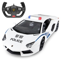 大号1:14星辉兰博基尼儿童遥控汽车警察车男孩警车玩具白色盒