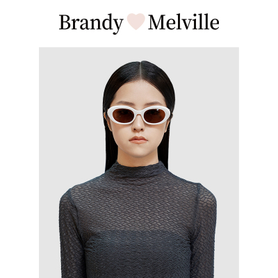 Brandy Melville BM墨镜女2024新款复古猫眼男款椭圆小框太阳眼镜