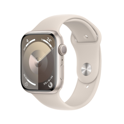 Apple Watch Series 9 (GPS) 45 毫米星光色铝金属表壳 星光色运动型表带 - M/L