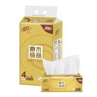 清风抽纸金装原木纯品3层120抽餐巾纸4包卫生纸纸抽面巾纸实惠装