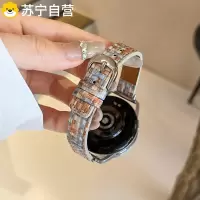 适用苹果手表表带iwatchS10金属四叶草applewatch拼接se真皮腕带3139B